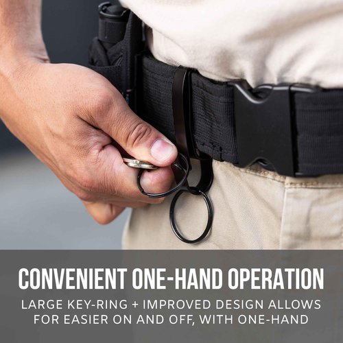 TH2C Tactical Flashlight Holster Metal Belt Clip & TKH-S1 Stealth Keychain Ring for Duty Belt Pouch Stretchable Holder for Police Military Security Belt