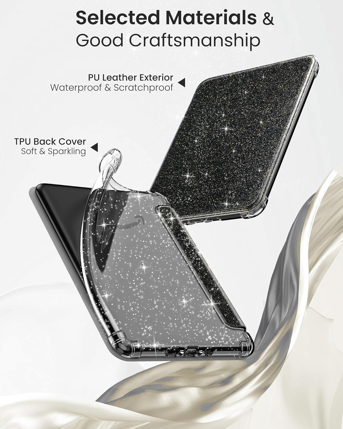 MoKo Case for All-New 7" Kindle Paperwhite 2024 12th Gen&Kindle Colorsoft Signature Edition 2024,Ultra Clear Soft Flexible Glitter TPU Back Cover Light Shell with Auto Wake/Sleep, Glitter Purple