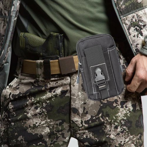 YeulionCraft Tactical Molle Pouch Men Belt Waist Bag Compact Outdoor Multipurpose Utility Gadget with Cell Phone Holster Holder for Cycling Running Hiking