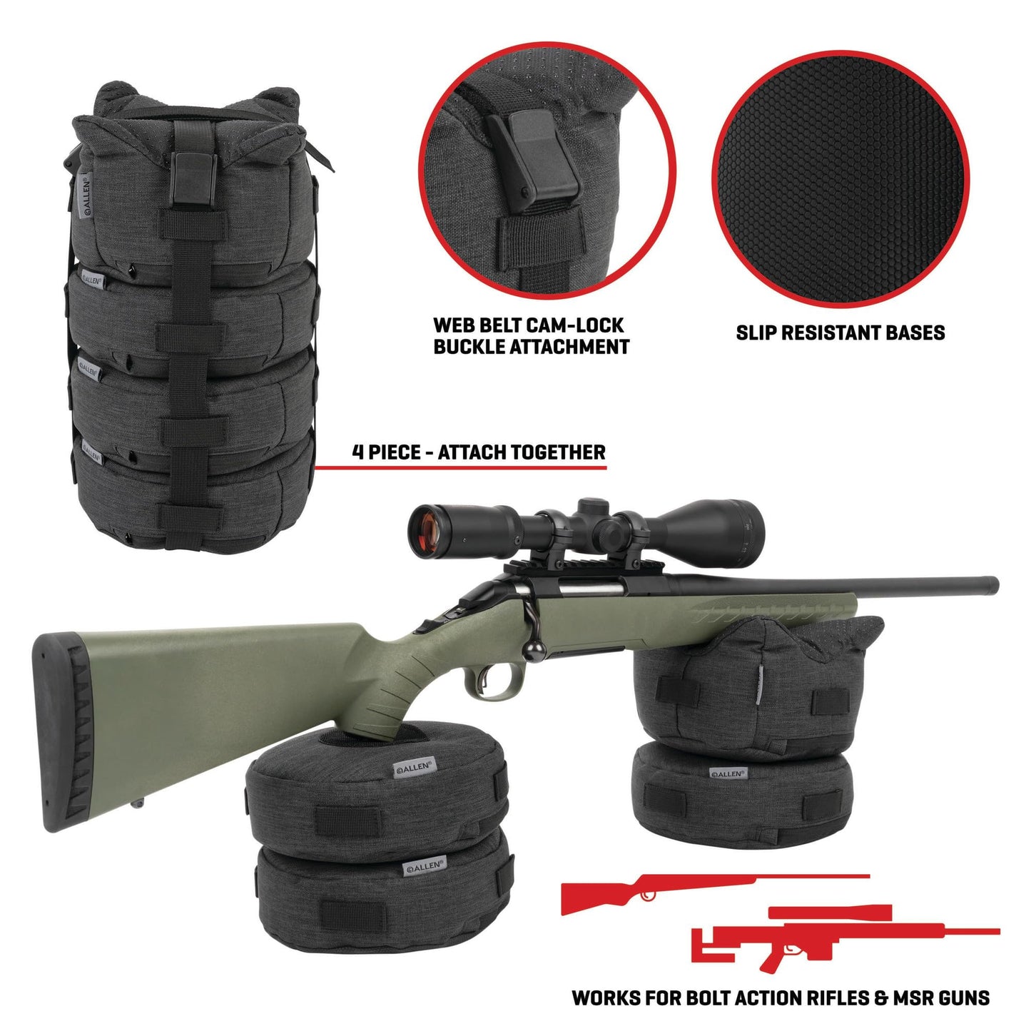 Allen Company Eliminator Stacker Shooting Bag, 4-Piece, Black