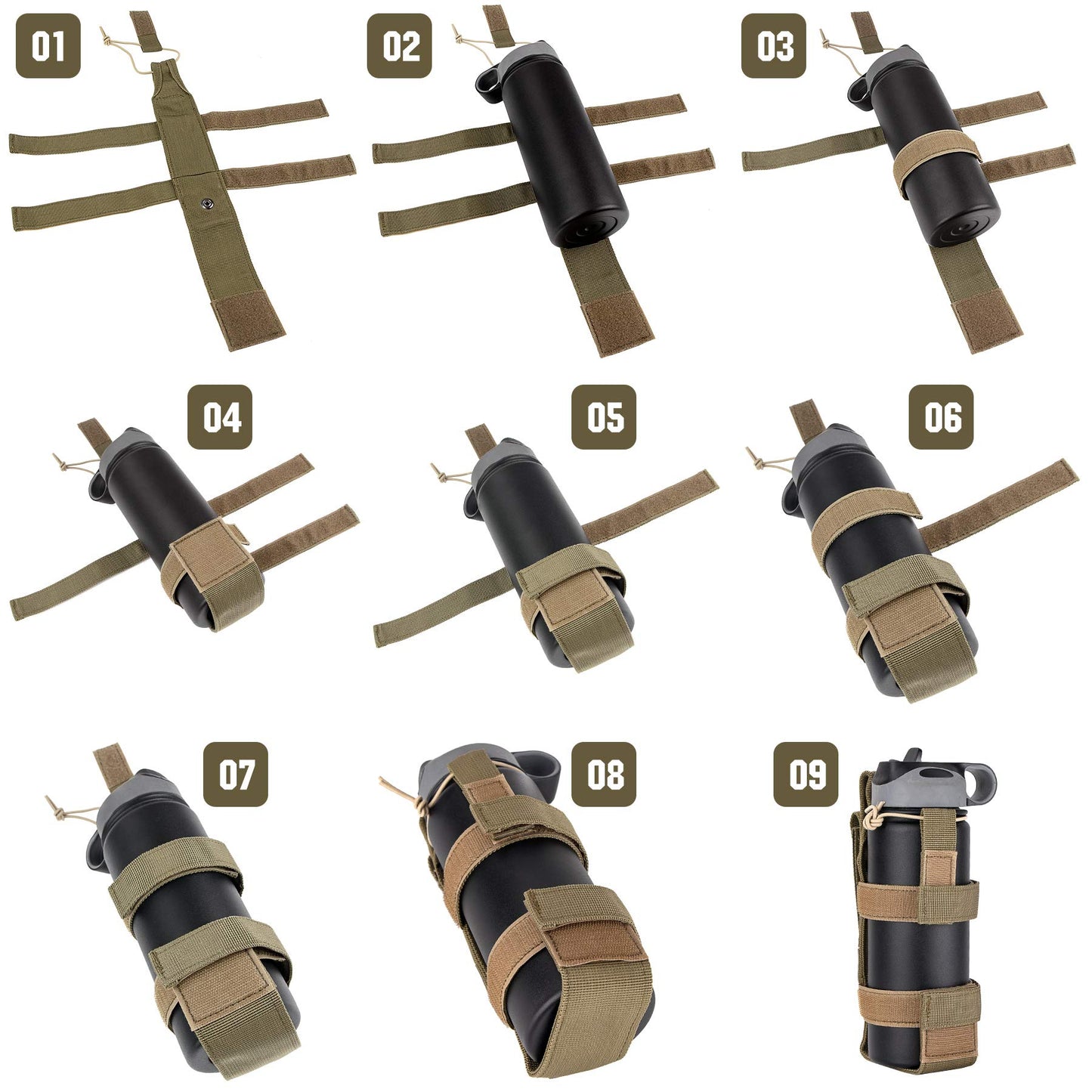 IronSeals 2 Pack Adjustable Tactical Water Bottle Holder Molle Portable Belt Bottle Carrier for Most 16 oz -32 oz/ 500 ML-1000 ML Bottle