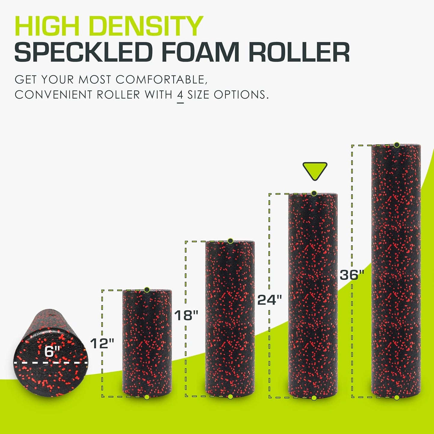 ProsourceFit High Density Foam Rollers 12 - inches Long, Firm Full Body Athletic Massage Tool for Back Stretching, Yoga, Pilates, Post Workout Muscle Recuperation, Black/Green