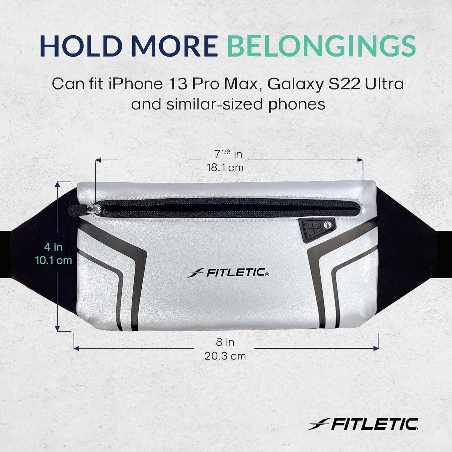 Fitletic Modern Sports Running Belt For Men & Women – Water Resistant Pouch - Fits All Smart Phones- Lightweight, Low Profile Design –Lycra Coated With Inner Card Organizer Pocket
