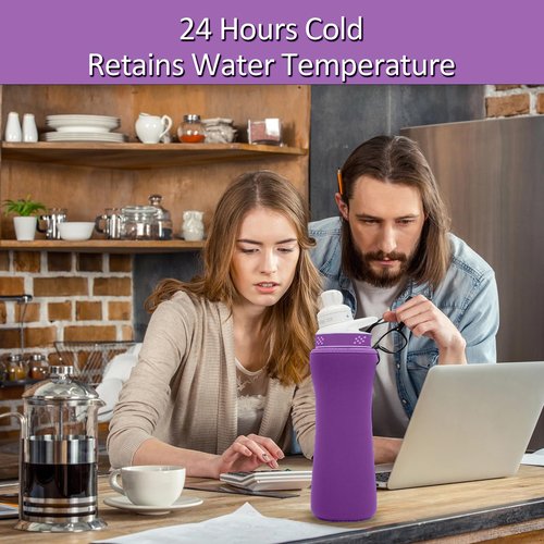 UWSTE 2Pcs Sleeve Compatible with 32oz Cirkul Water Bottle, Neoprene Insulated Water Bottle Cover for Retaining Temperature (Purple)