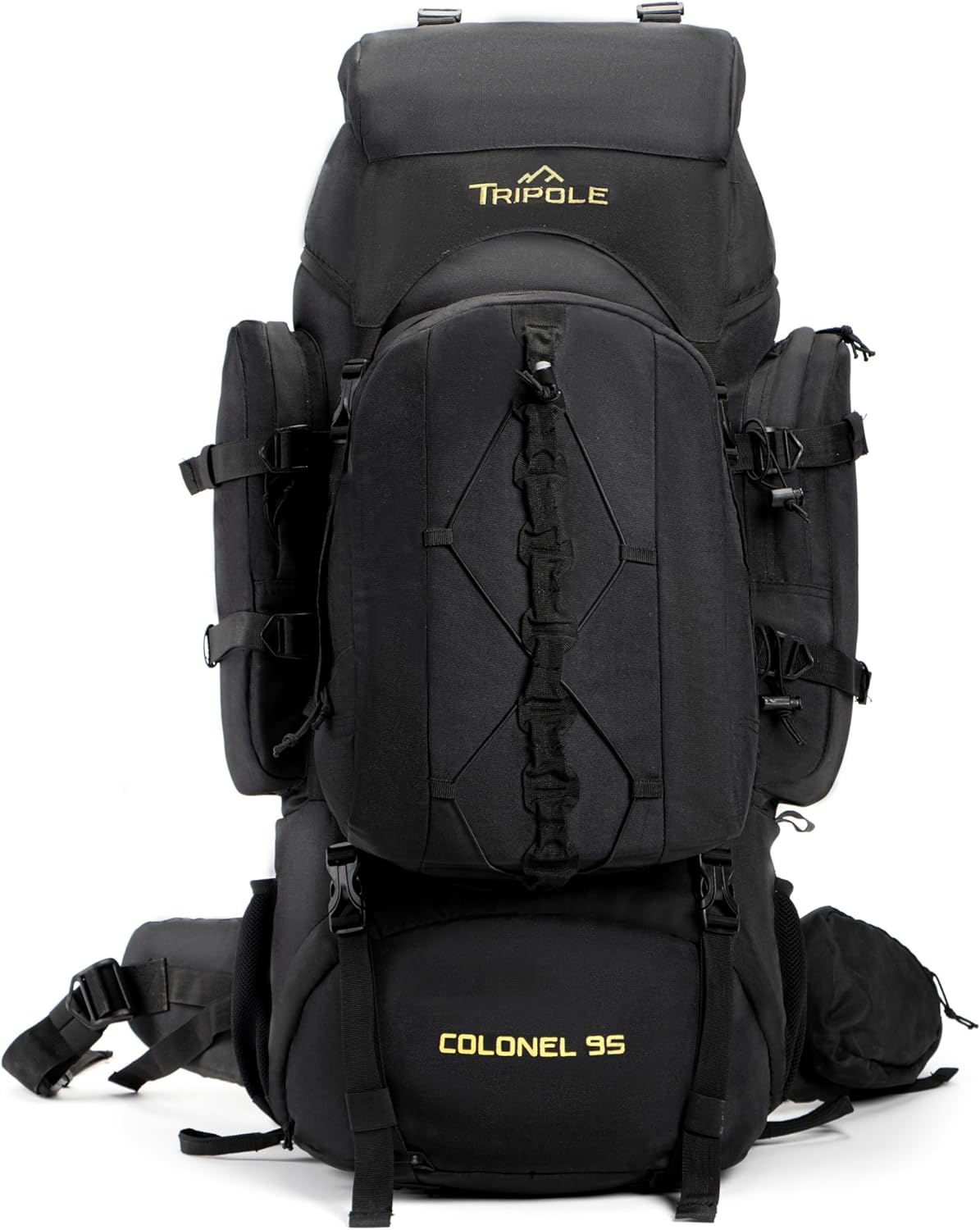 Tripole Colonel 95 Litres Internal Frame Rucksack + Detachable Day Pack, Rain Cover, Black