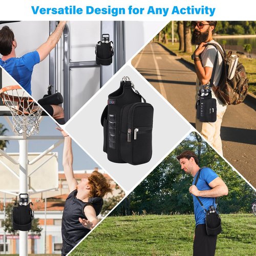 icolor Magnetic Gym Bag Water Bottle Holder with Phone Pockets & Shoulder Strap,5 Built-in Magnets Gym Bottle Pouch Carrier Sleeve,Magnetic Bag Gym Accessories Organizer for Men Women