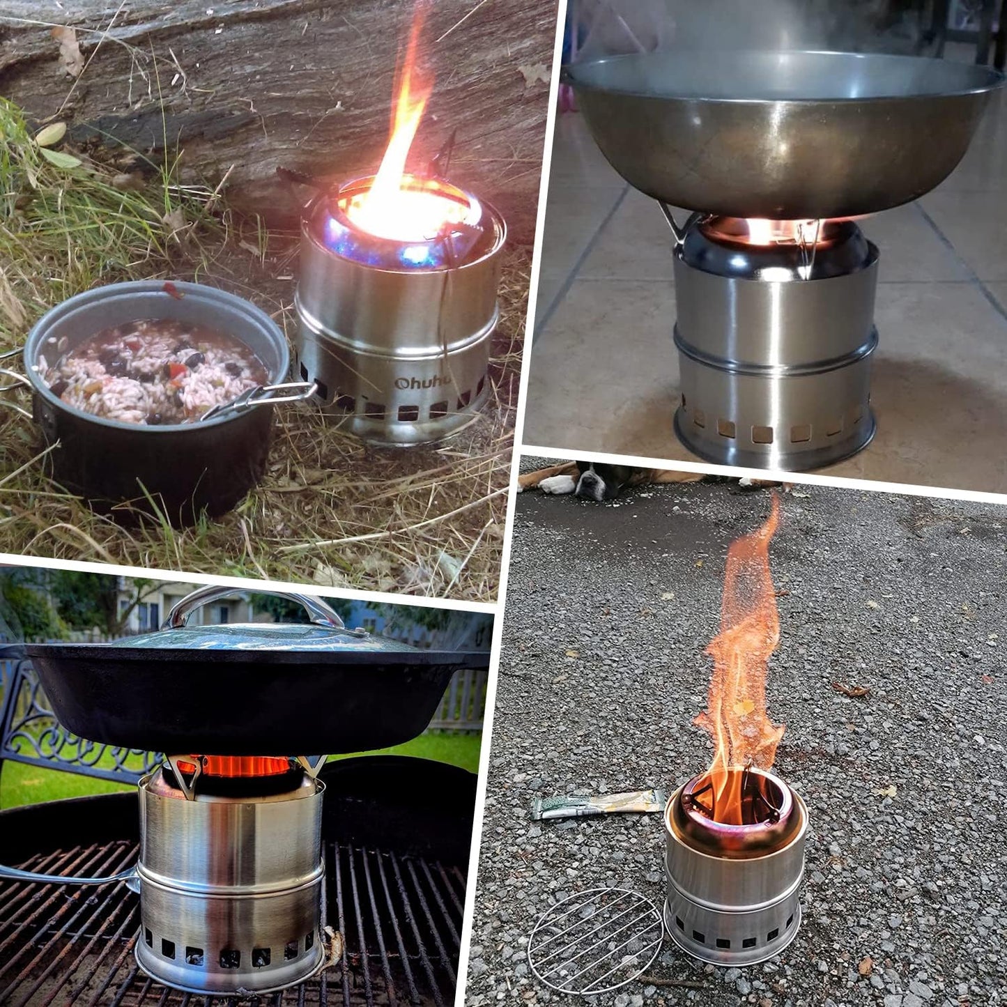 Portable Stainless Steel Camping Stove - Mini Wood Burning Grill for Hiking, BBQ & Emergency Cooking