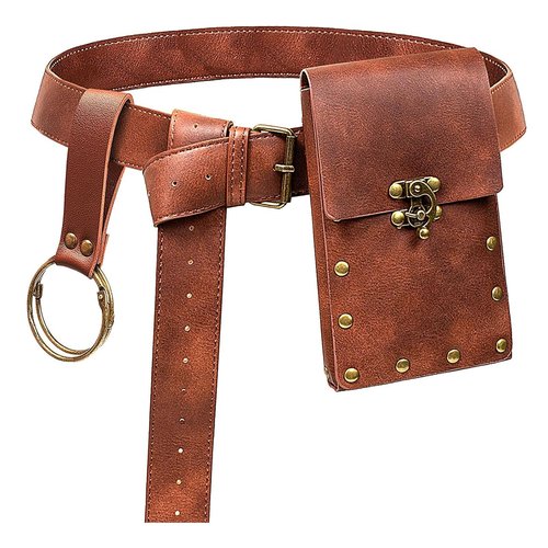Belt Pouch Waist Bag Fanny Pack Steampunk Phone Holder Casual Medieval Renaissance Cosplay Costume Accessories (1Classic-Brown)