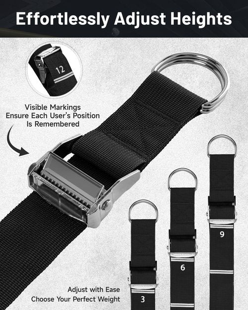 MANUEKLEAR Heavy Duty Resistance Bands for Pull Ups, Pull Up Assistance Bands with Scale Tracking Feature, Adjustable Pull Up Assist Band with Five 50-Pound Pull Up Bands and Fabric Feet/Knee Rest