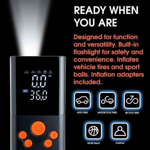 Cannon Sports Multi-Purpose Electric Ball Pump – 150 PSI Portable Air Compressor – Rechargeable Fast Air Pump with LED Light for Basketball, Football, Soccer, Volleyball, All Sports Balls & Tires