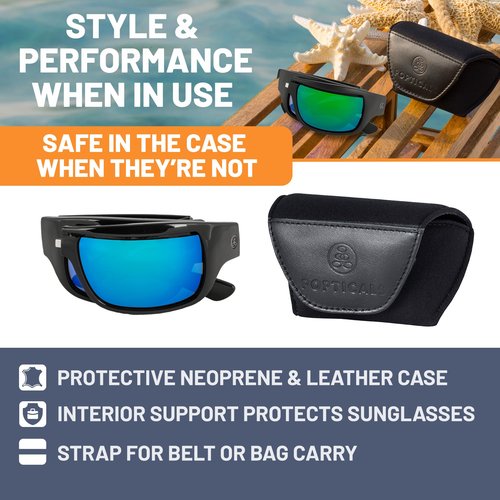 POPTICALS PopH2O Foldable, Polarized Sunglasses for Men & Women – Sports Eyewear - Gloss Black Frame/Gray Lenses, Blue Mirror