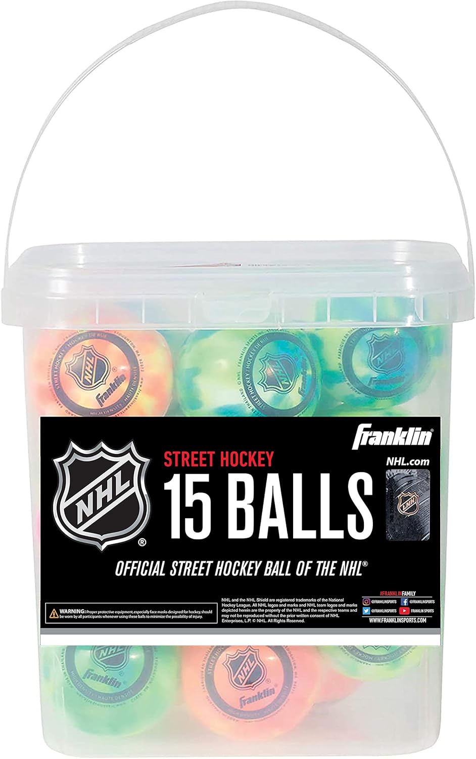 Official Size Franklin Sports NHL Street Hockey Balls | No Bounce | Assorted Colors