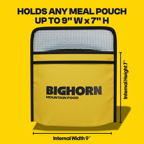 BIGHORN Insulated Bag for Backpackers - Durable Small Insulated Pouch for Freeze Dried Backpacking Meals - Packs Flat, Lightweight, Aids Rehydration, Keeps Food Hot, 10 ¼” x 7 ½” x 3 ½”, 1.5oz, Yellow