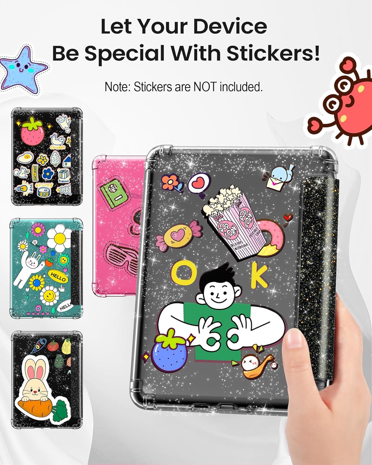 MoKo Case for All-New 7" Kindle Paperwhite 2024 12th Gen&Kindle Colorsoft Signature Edition 2024,Ultra Clear Soft Flexible Glitter TPU Back Cover Light Shell with Auto Wake/Sleep, Glitter Purple