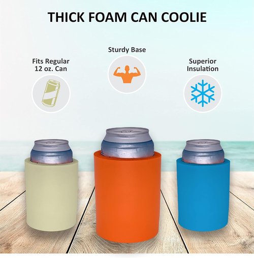 Blank Thick Foam Old School Can Cooler (4 Pack, Black)