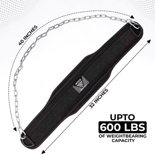 WYOX Dip Belt for Weightlifting – Weight Belt with Chain for Pullups, Gym Lifting Belt for Powerlifting, Squats, Bodybuilding, Heavy Duty Steel, and Workout Belt with Comfortable Neoprene Support