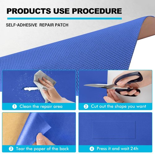 BOATPRO Boat Cover Repair Kit, 600D Super Stick Self-Adhesive Boat Cover Patch Repair Kit for Repairing Pool Cover, RV Cover, Awning, Waterproof Heavy Duty Canvas Repair Kit Blue, 15" x 5",2 Pcs