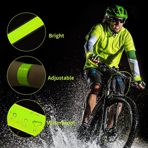 CKKAPTURE 20 Pcs Reflective Bands Snap Bracelets - Enhance Safety for Children, School Bags, Keys, Prams, Hiking, Joggers, and Cyclists