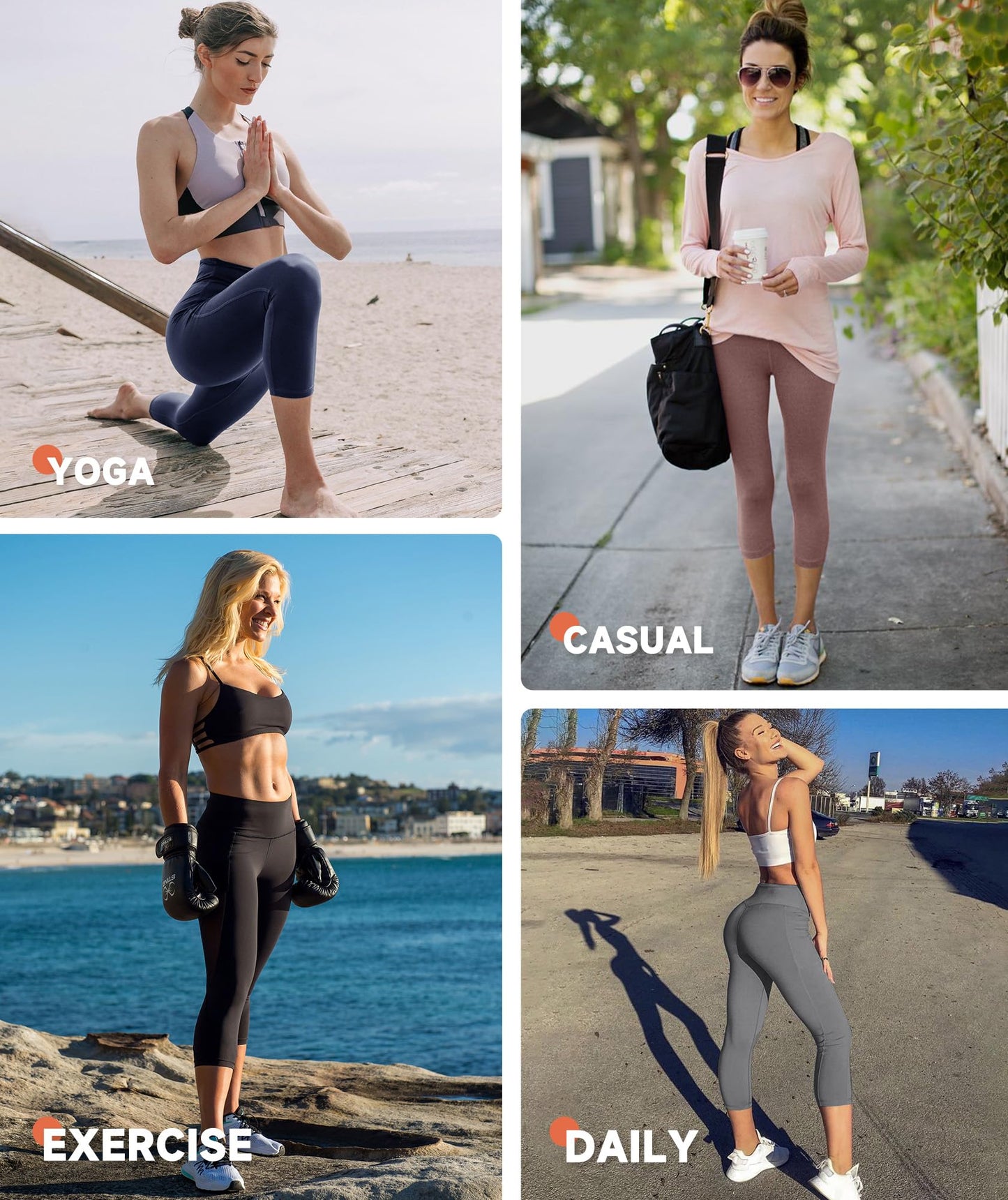 GAYHAY High Waisted Capri Leggings for Women - Soft Slim Yoga Pants for Running Cycling Workout Black