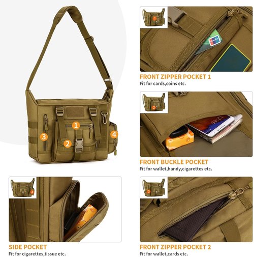 HUNTVP Tactical Messenger Bag Shoulder Bag Cross Body Bag Belt Sling Bags Laptop For Working Cycling Hunting Camping