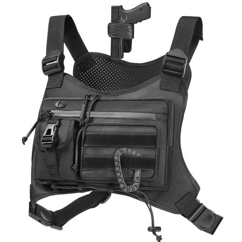 SYLucija Chest Bag for Men,Running Pack Vest for Workouts,Water Resistant Sports Chest Pack For Hiking,Running Phone Holder Extra Storage(Black)