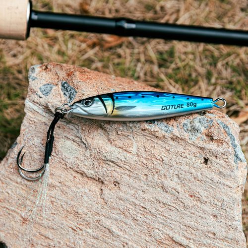 Goture Fishing Jigs Saltwater, 5PCS 100g Vertical Jigging Lures with Double Assist Hooks, Speed Fast Fall Jig Deep Sea Fishing Jigging Spoon Lures for Tuna,Salmon,Grouper Snapper, Kingfish