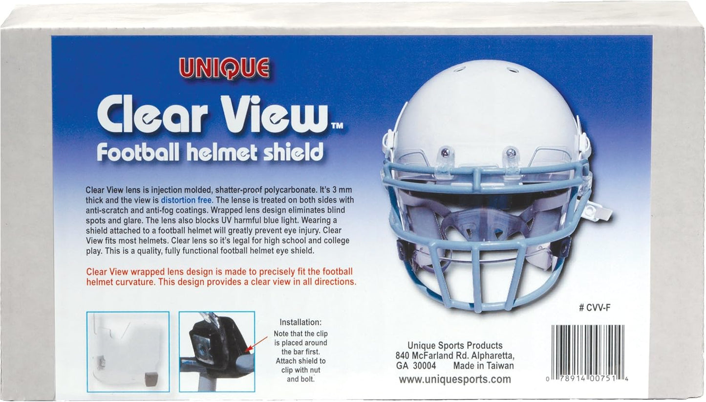 Unique Sports Clear View Football Helmet Eye Shield