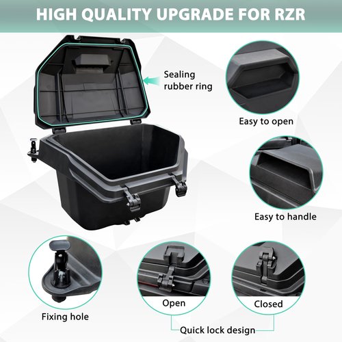 POKIAUTO 55QT Forward Cargo Box for Polaris RZR XP 1000 2024+, UTV Rear Waterproof Bin Bed Storage Box for RZR XP 1000/ XP 4 1000 Sport/Premium/Ultimate 2024 2025 Accessories, Replace #2884525