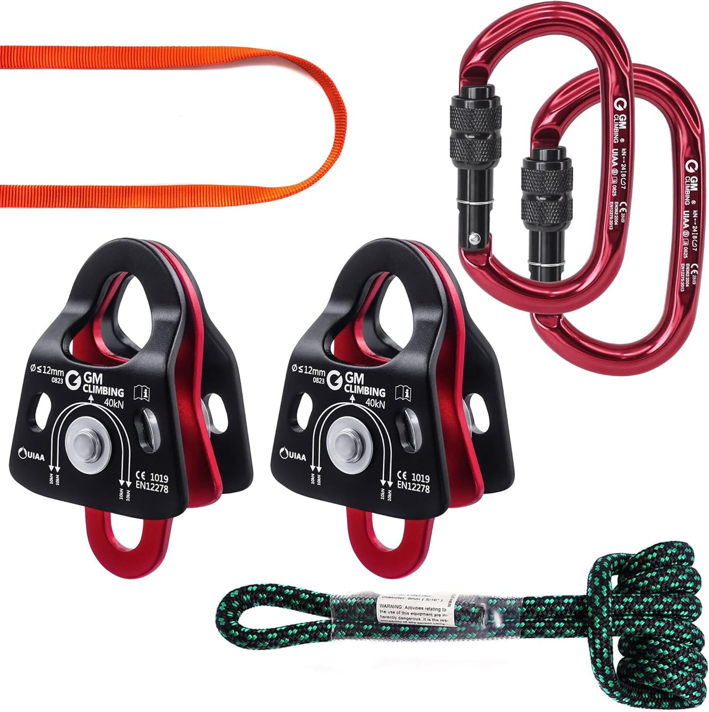 GM CLIMBING Haul Kit for 5:1 Mechanical Advantage Pulley Hauling Tensioning Load Releasing System Block and Tackle