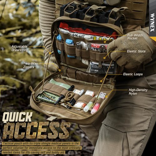 WYNEX Molle Mag Pouch,Tactical Molle Admin Pouch of Laser Cut, Triple Magazine Pouch with Molle Utility Pouch for AR M4 M16 Mag, Tactical Medical EMT EDC Pouch
