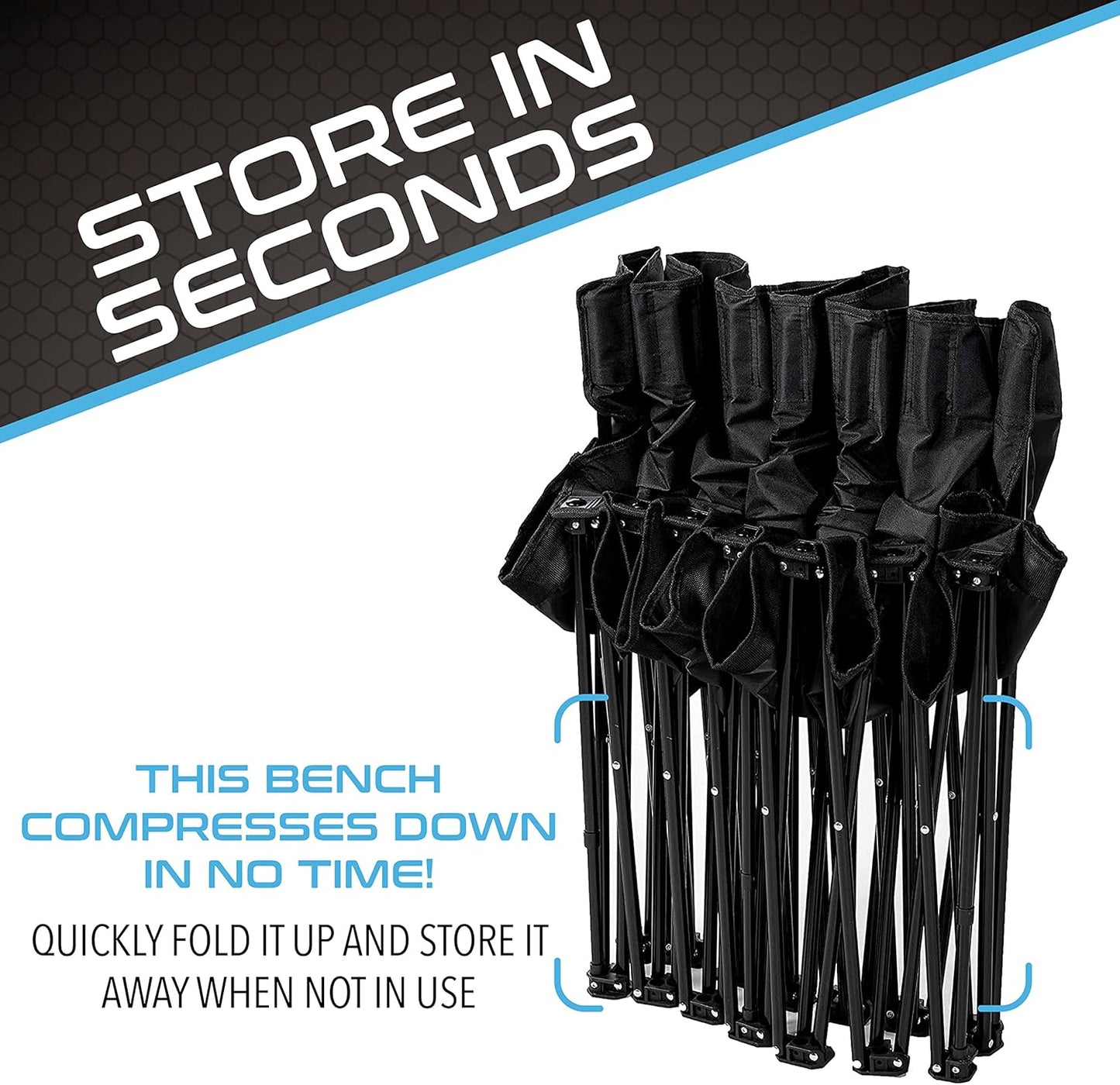 Franklin Sports Sideline Team Bench - Collapsible Sports Bench - Easy Assembly - Pop Up Black, 6 Person