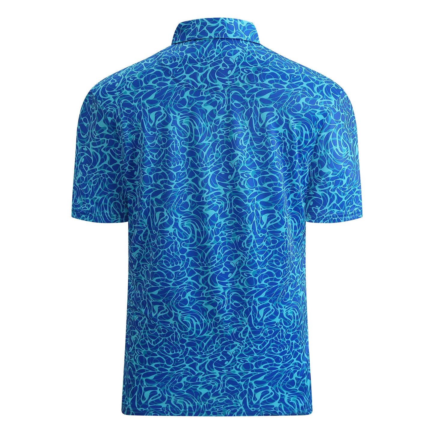 Damipow Premium Golf Shirts for Men Dry Fit Performance Polo Short Sleeve Collared Shirt,Blue,L