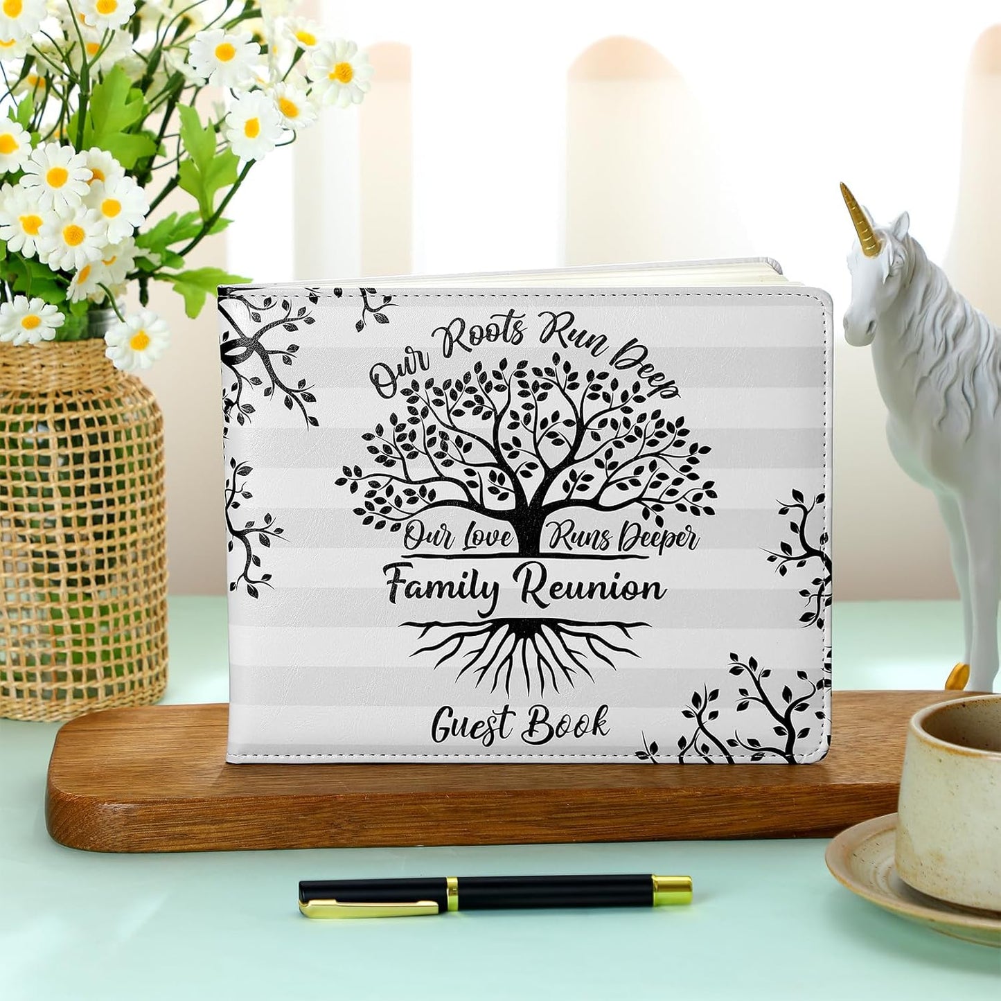 Patelai Family Reunion Party Favors Decorations Family Reunion Guest Book Sign in Good Tree Guest Book Gathering Decorations with Pen, 112 Pages(Trendy)
