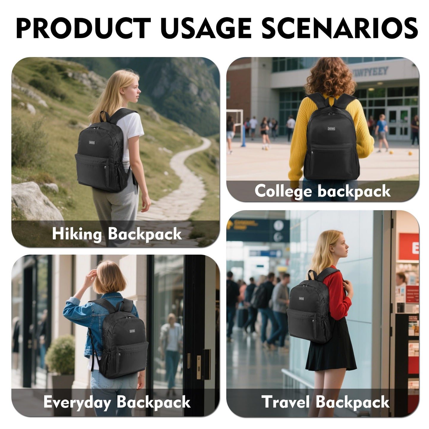 AOTIAN 17-Inch Backpack for Adult, Durable Lightweight Bookbag for Boys & Girls, Daypack for College, Work, Travel & Hiking