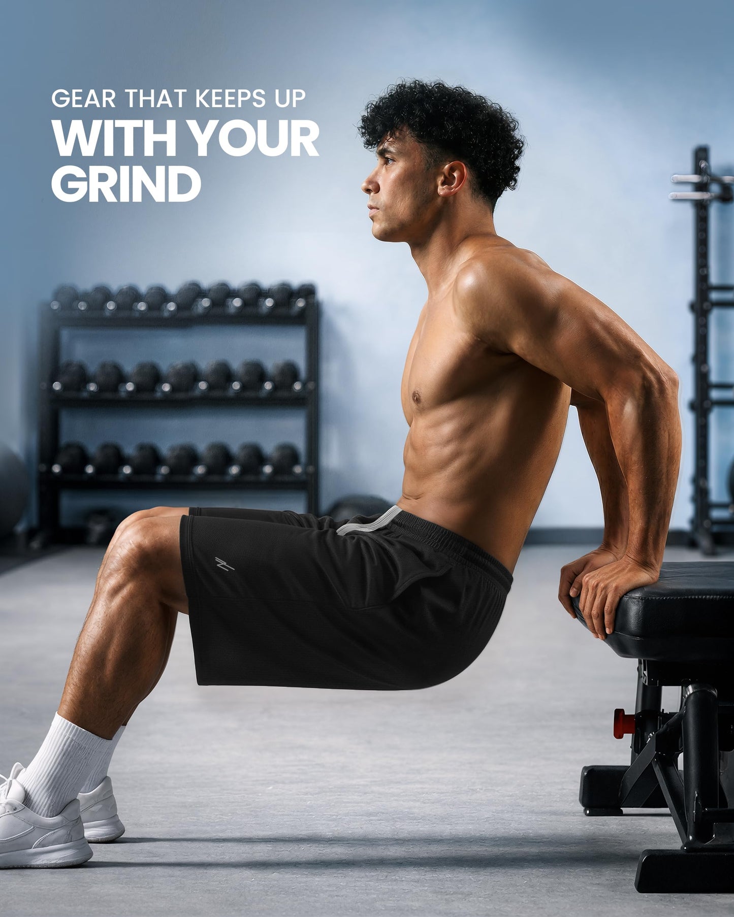 NY Threads Men's Athletic Shorts Quick Dry Loose-Fit Lightweight Running Workout Gym Shorts with Pockets, Medium, Black