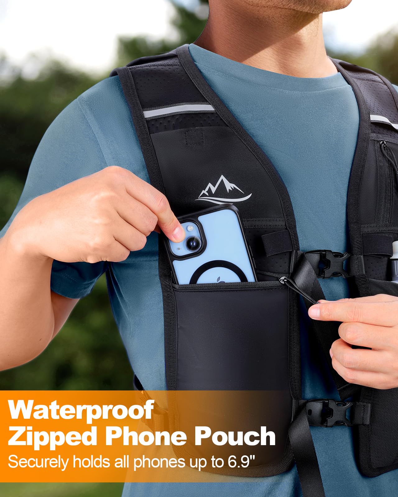 ISEYOU Running Vest for Women Men, Reflective Hydration Vest with Adjustable Waistband & Phone Pocket, Lightweight Breathable Running Water Vest for Jogging Hiking Trail Cycling and Marathon Race