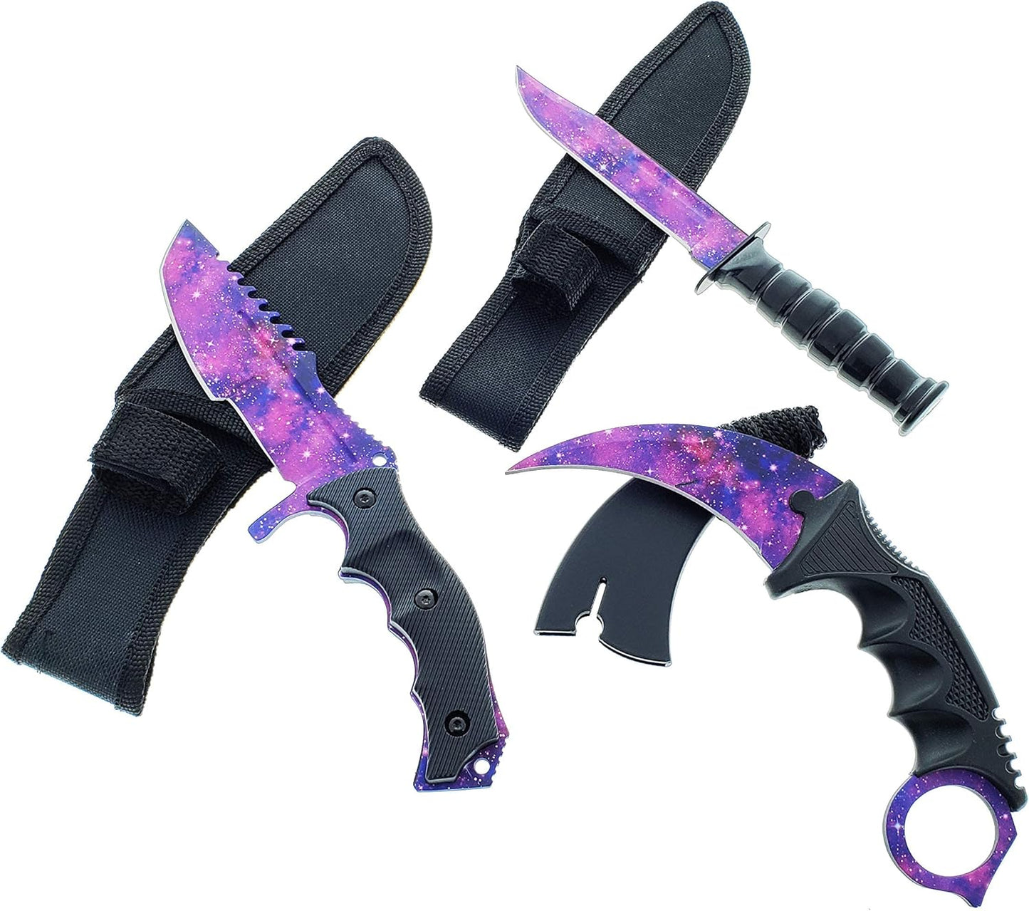 Falcon Knives CSGO Tactical Fixed Blade Set. 3 PCS Tactical Daggers. 2 Different Combo. for Collection, Gift, and Outdoors Camping Cut Ropes, Branches