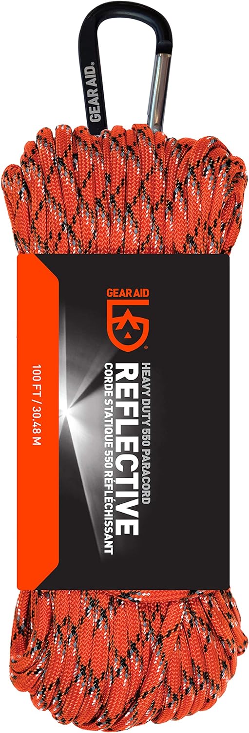 Gear AID 550 Paracord and Carabiner, 7 Strand Utility Cord for Camping and Survival