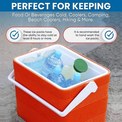Sport Temp Reusable Large Ice Pack (4 Pack) Long Lasting - Perfect for Keeping Food Or Beverages Cold, Coolers, Camping, Beach Coolers, Hiking & More, Clear Blue
