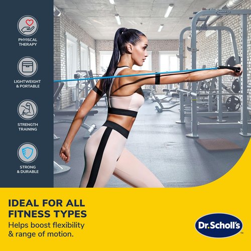 Dr. Scholl's Resistance Band W/Door Anchor (Light Resistance 10lb) - Balance, Stability, Joint Rehabilitation, Muscle Pain, Injuries, Arthritis