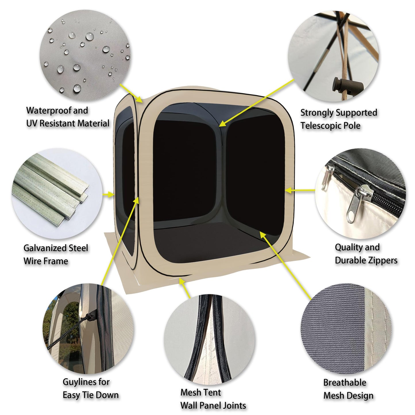 HOOYEAH Pop-up Tent Screenhouse, Portable Screened Tent Camping Canopy Foldable Instant Screen Room Outdoor Gazebo with Mosquito Net for Patio, Backyard, Garden and Outdoor Activities, 6x6