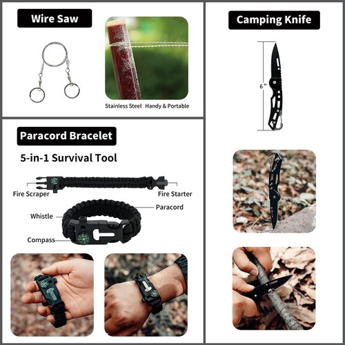 RHINO RESCUE Survival First Aid Kit, Emergency Kit Molle Pouch IFAK Medical Kit for Vehicles Car Camping Backpacking Hiking Hunting Black