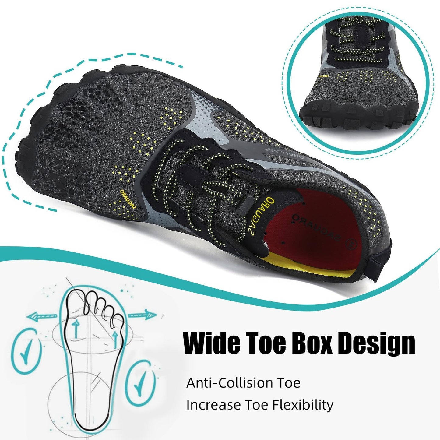 SAGUARO Barefoot Shoes Women Wide Toe Box Trail Running Shoe Womens for Walking Gym Training Sneakers Size 6.5 Women/4.5 Men