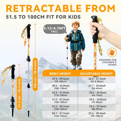 Collapsible Hiking Poles for Kids - 2 Pack Aluminum Trekking Poles Collapsible Hiking Sticks, Lightweight Adjustable Travel Backpacking Gear with Quick-Lock System by Underwood Aggregator