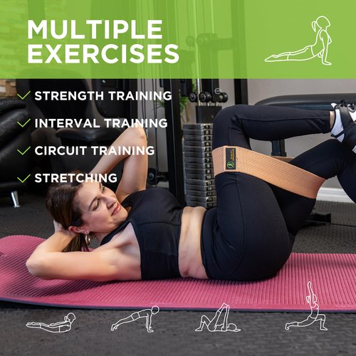Multifunction Resistance Band Set – Non-Slip Booty Bands for Legs, Glutes, Yoga, Pilates, Rehab & Home Gym Workouts – Natural Latex & Fabric Options