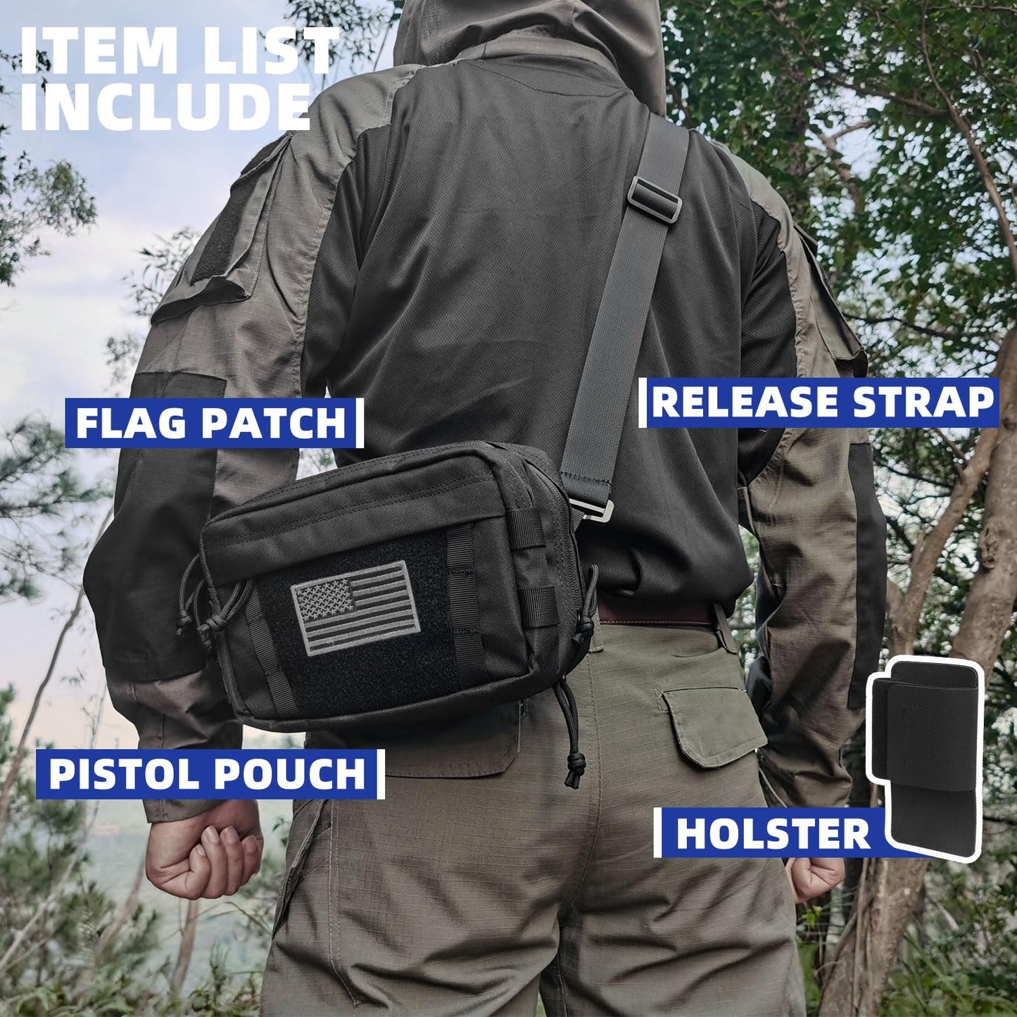 AMYIPO Tactical Chest Sling Pistol Bag for Men, Handgun Pouch Concealed Carry Military with Universal Pistol Holster Shoulder Bag