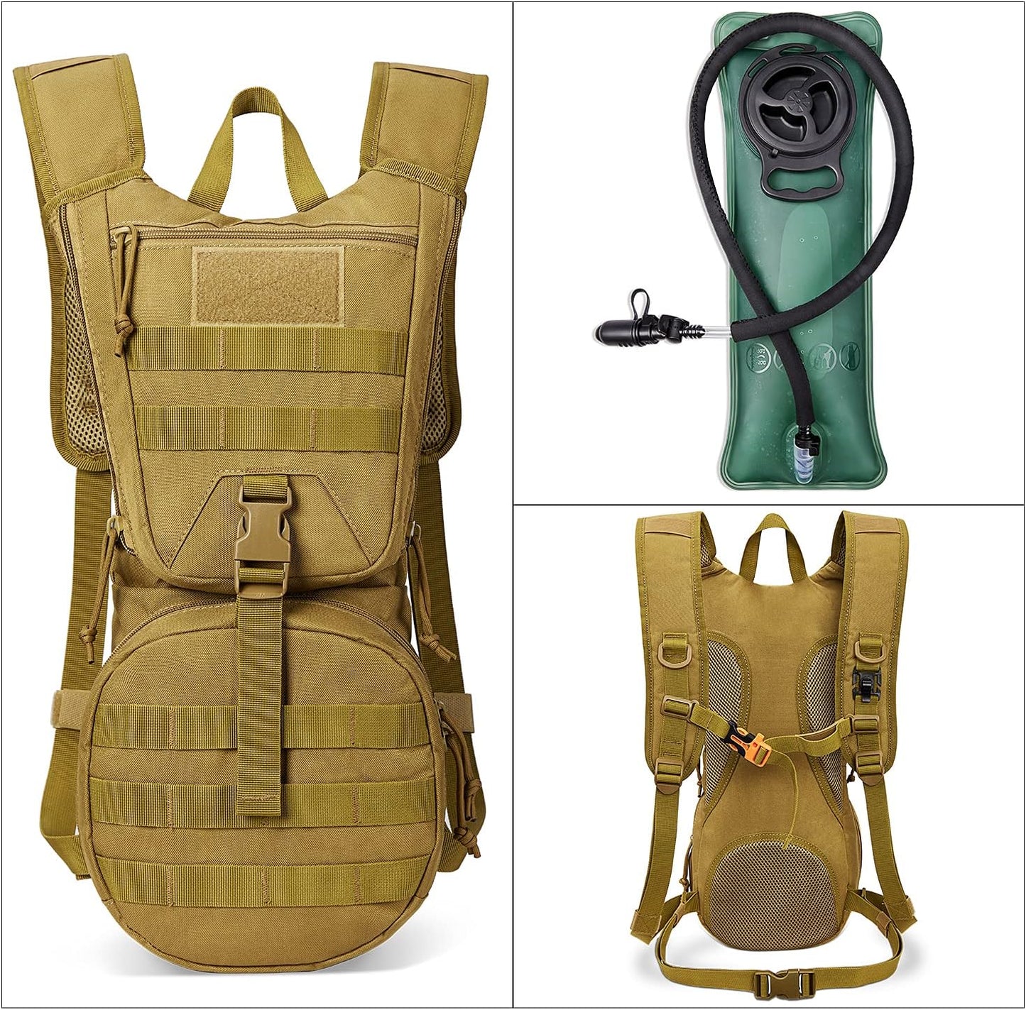 G4Free Military Tactical Hydration Pack Water Backpack with 3L Upgraded Bladder for Hiking Running Cycling