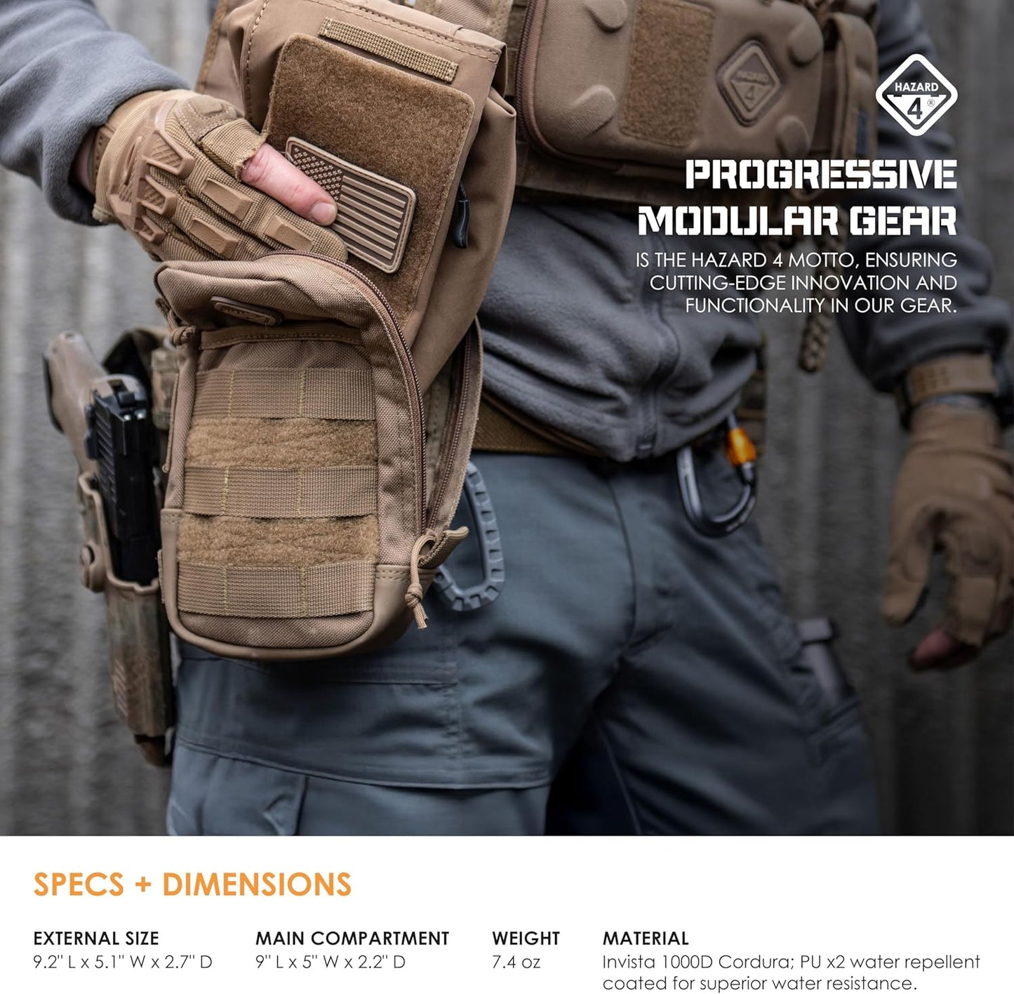 Hazard 4 Hazard 4 Broadside Large Utility Pouch with Molle, 9 X 5-Inch, Coyote