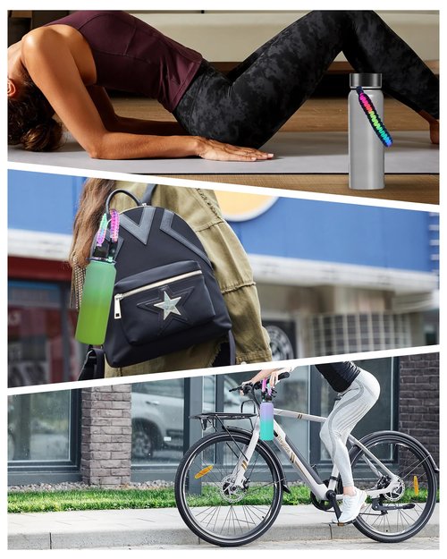 Ziimlpo Water Bottle Handle for Wide Mouth Bottles, Paracord Handle Compatible with 12, 16, 18, 32, 40, and 64 oz Water Bottles, Water Bottle Strap, Water Bottle Accessories