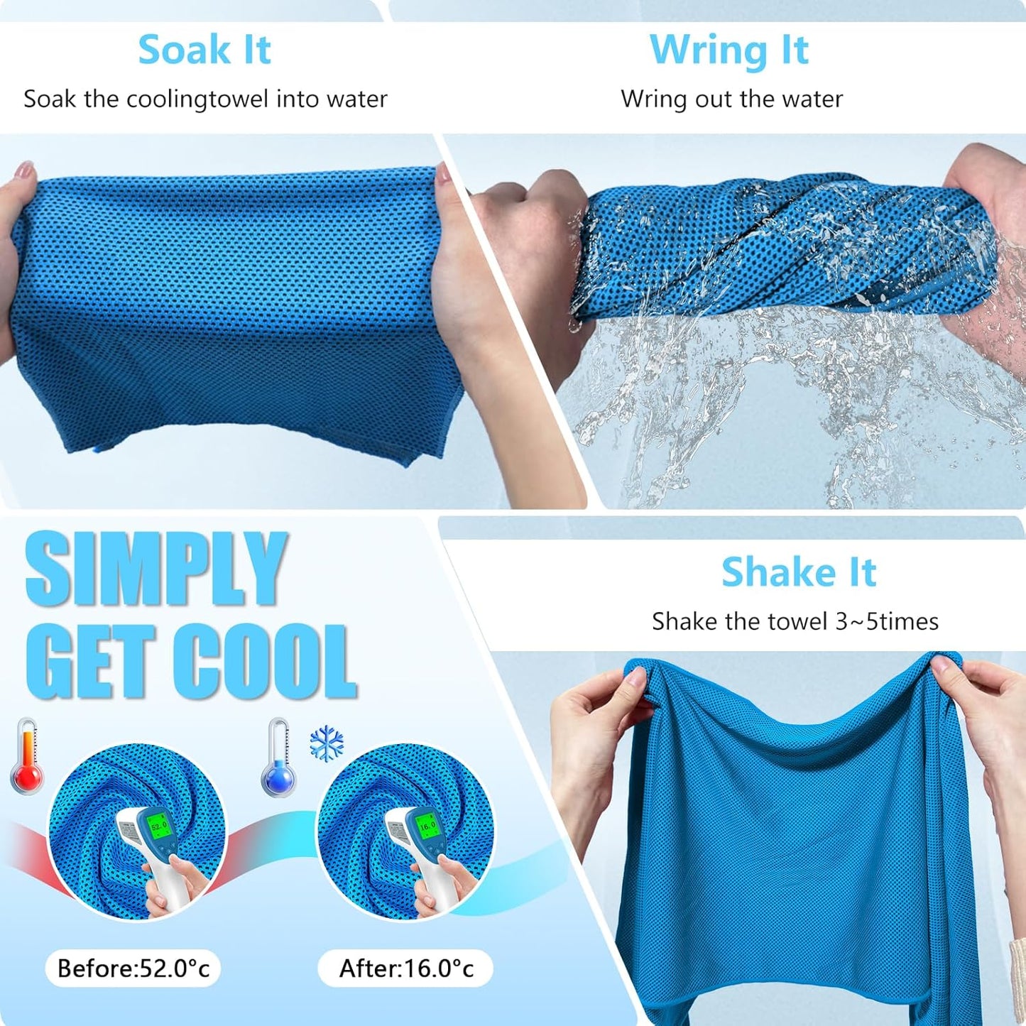 Cooling Towels 4-Pack | Soft Breathable Gym Towels with Waterproof Bag